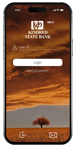 Kindred State Bank Mobile Banking App Login Screen